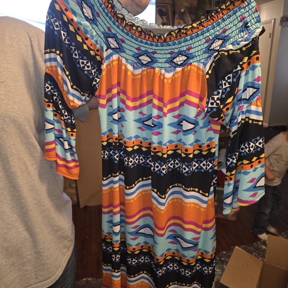 Colorful Off-Shoulder Dress